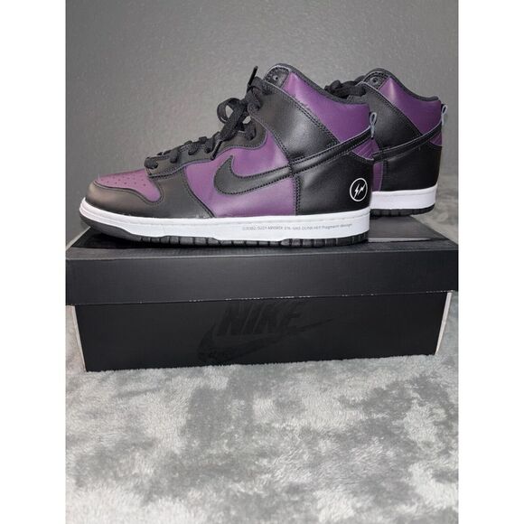 Nike Dunk High x Fragment Design DJ0382-600 Unisex M9/W10.5 Wine Black Sneakers - Picture 7 of 11